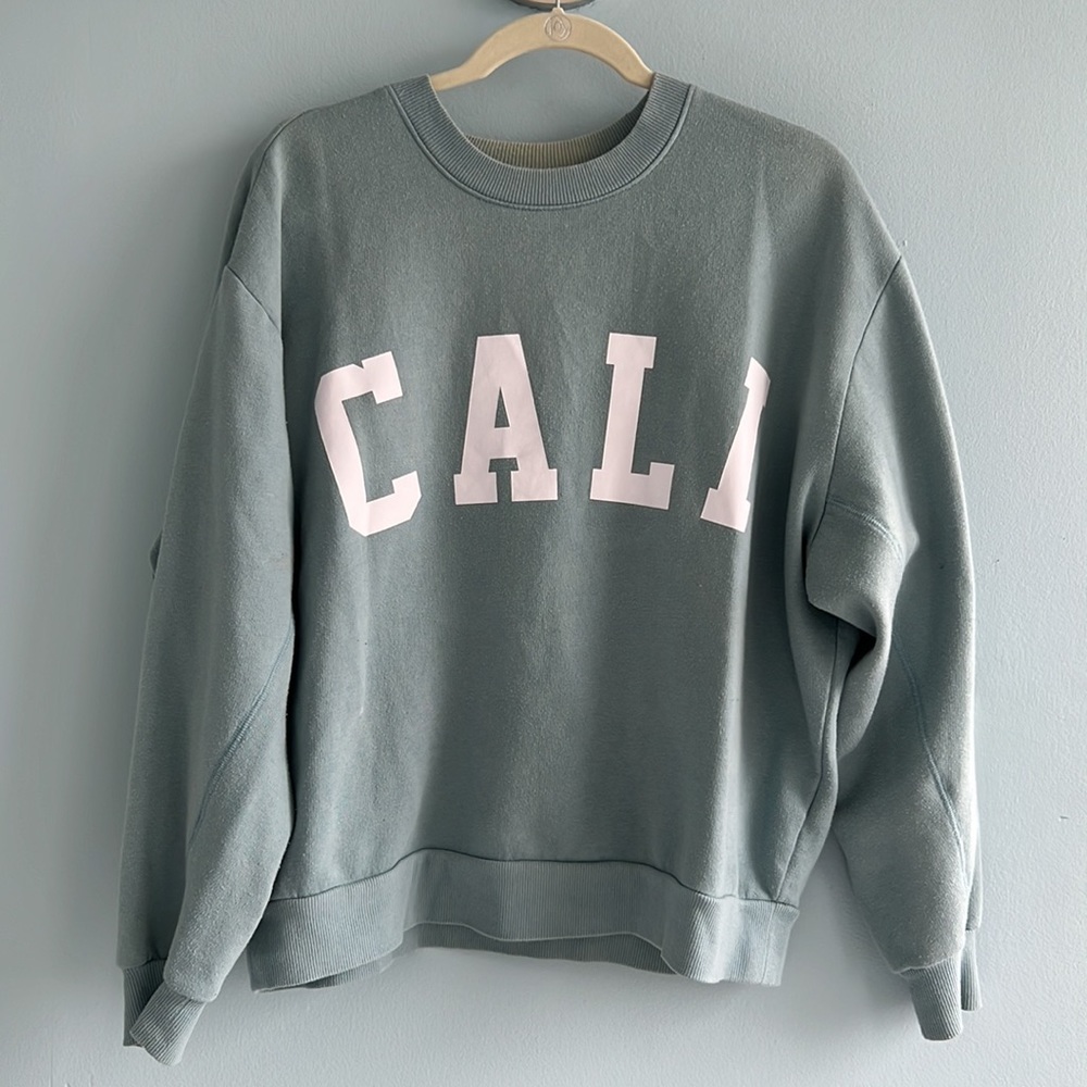Teal Cali cropped sweatshirt. Size M